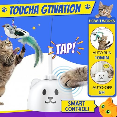 CATPICK Automatic Interactive Cat Toy, Flying Bird Wand for Indoor Cats - Image 6