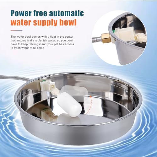 Automatic Dog Water Bowl Dispenser Large Breed Outdoor Stainless Steel Pet Waterer with Float Valve Auto Fill Dog Waterer for Large Dogs Cats Chicken Livestock - Image 2