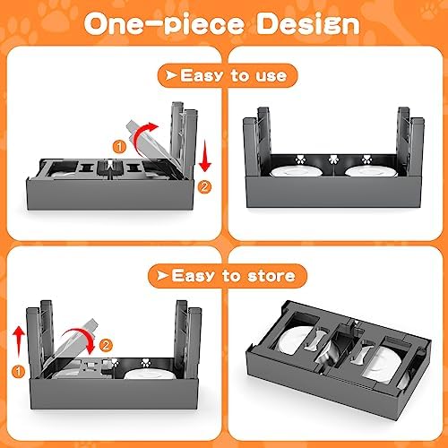 Elevated Dog Bowls with 2 Stainless Steel Bowls, 5-Height Adjustable Stand (3.1", 9" to 12"), for Improved Digestion & Neck Support, Easy Clean, Non-Slip Base Raised Feeder for Medium Large Dogs - Image 6