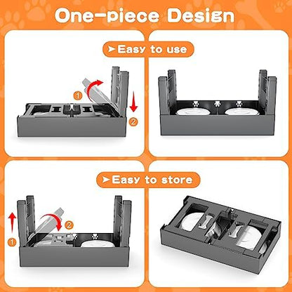 Elevated Dog Bowls with 2 Stainless Steel Bowls, 5-Height Adjustable Stand (3.1", 9" to 12"), for Improved Digestion & Neck Support, Easy Clean, Non-Slip Base Raised Feeder for Medium Large Dogs - Image 6