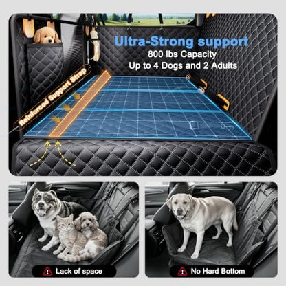 Dog Car Seat Cover for Back Seat, XL Hard Bottom Dog Seat Extender, 800 lb Capacity Truck Back Seat Cover for Dogs, 0.4 in Honeycomb Board, 1.5 in Reinforced Support Straps for Full-Size SUVs & Trucks - Image 2