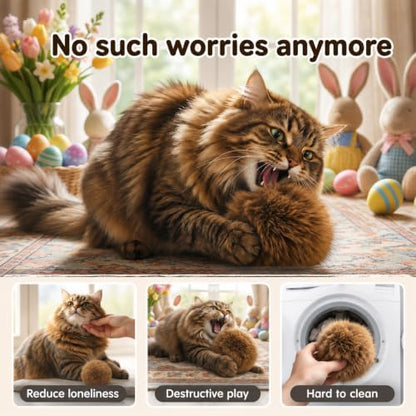 3pcs Soft Fluffy Rabbit Fur Cat Toys Cat Toy Faux Rabbit Fur Ball - Image 7