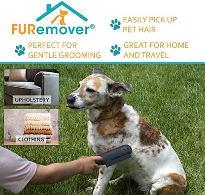 FURemover Plus Pet Hair Rubber Brush with Squeegee, Easily Remove Fur and Lint from Clothing, Carpets and Furniture, Gently Groom Dogs and Cats Wet or Dry, Black, 2 Pack - Image 5