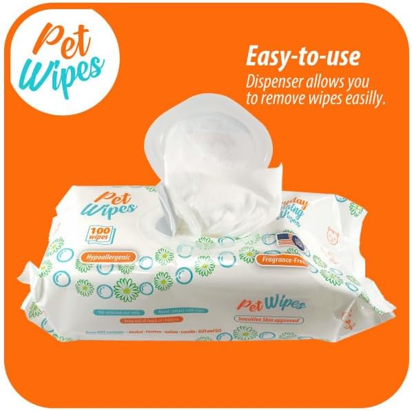 Txakur pet Wipes for Dogs and Cats Hypoallergenic Natural Products for Cleansing from Nose to Tail 400ct 8x7in Wipes in Packs of 100 Wipes Perfect for Grooming and Cleaning Made in the USA