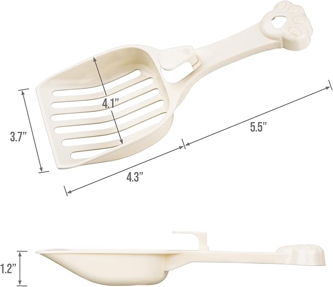 Depets Cat Litter Scoop, Litter Scoop with Wide Slats, Kitty Litter Scooper for Pine Pellets, Durable Plastic Litter Sifter Scoop - Designed for Easy Sifting, Milky White
