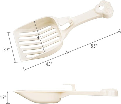 Depets Cat Litter Scoop, Litter Scoop with Wide Slats, Kitty Litter Scooper for Pine Pellets, Durable Plastic Litter Sifter Scoop - Designed for Easy Sifting, Milky White
