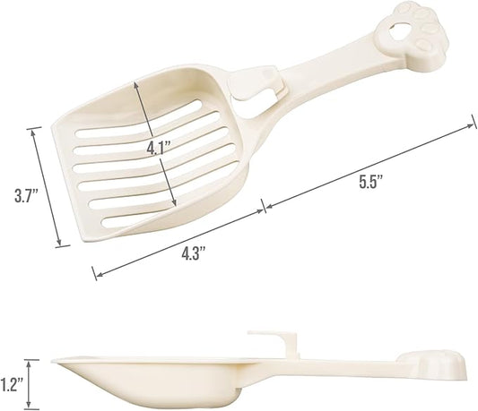 Depets Cat Litter Scoop, Litter Scoop with Wide Slats, Kitty Litter Scooper for Pine Pellets, Durable Plastic Litter Sifter Scoop - Designed for Easy Sifting, Milky White