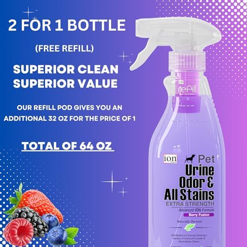 Superior Next-Gen Advanced ION Formula. 2-for-1 Bottle (Free Refill). Pet Urine, Odor & All Stains. Extra Strength, Unmatched Stain & Odor Remover. Patented | Non-Toxic | Eco-Friendly | Made in USA - Image 2