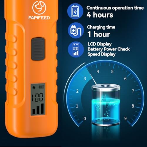PAPIFFEED Dog Nail Grinder with LCD Display – Quiet Electric Nail Trimmer with Dual LED Light, Safe for Black & Thick Nails, Rechargeable for Small Medium Large Dogs & Cats (Orange) - Image 7