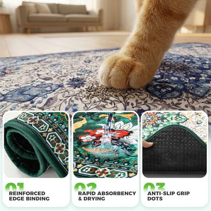 Hompet Cat Litter Mat 2 Pack, 36x36 Large Machine Washable Trapping Mats for Cats, Super Absorbent & Urine-Proof Cat Litter Box Mat for Floor, Waterproof & Non Slip Kitty Litter Rug - Image 5