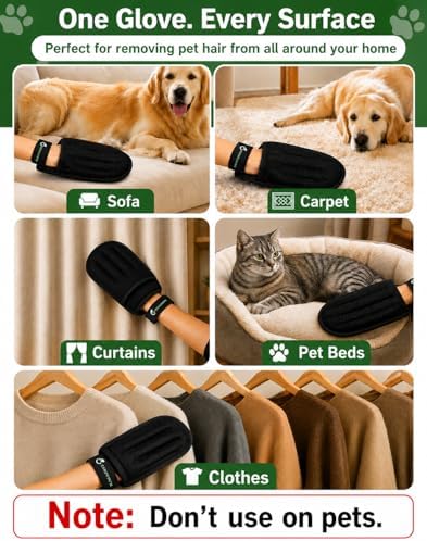 Pet Hair Removal Glove - Removes Cat & Dog Hair from Furniture, Sofa, Carpet, Clothes, Curtains & Pet Beds, Reusable Lint and Fur Remover mitt for Home Cleaning, 1 Pack - Image 4