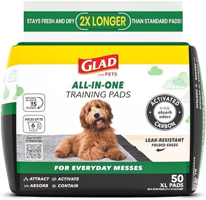 Glad for Pets XL Charcoal Training Pads for Dogs and Puppies, 50 Count by GladTrashFoodStorage