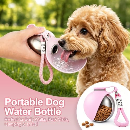 Stainless Steel Dog Water Bottle with Bowl, Portable Leak-Proof for Travel - Image 2