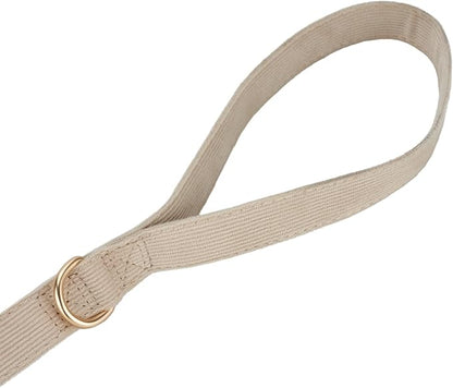 Soft Corduroy Fibric Dog Leash, 5 Feet Length Lead with Heavy Duty Rotating Hook, for Medium Large Dogs.(M,White)