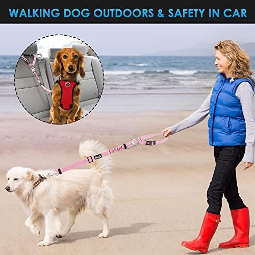 SlowTon Dog Seat Belt for Car, 2 Pack Dog Car Harness Seatbelt with Bungee - Image 4
