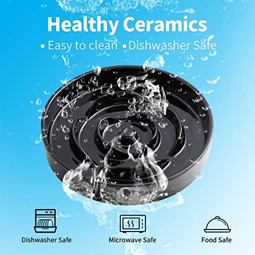 8.66 in Black Ceramic Dog Bowl Slow Feeder for Medium and Large Breed Dogs, Anti-Choking and Slowing Down Eating Time, Heavy Weighted Non-Slip Base - Image 2