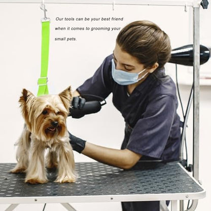 Dog Grooming Belly Strap Dogs Grooming Table Arm Extender Loop with D-Rings Adjustable Bathing Restraint Leash No Sit Haunch Holder for Small & Medium Dog Cat Hair Cutting Washing (Green) - Image 6