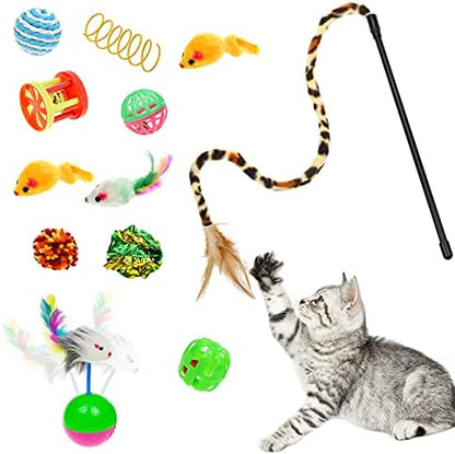 Malier Collapsible Cat Tunnels & Toys Set, Interactive Kitty Toys - Kitten & Cat - Feathers, Mouse, Crinkle Balls, 3-Way Tube Tunnel for Indoor Play - Image 4