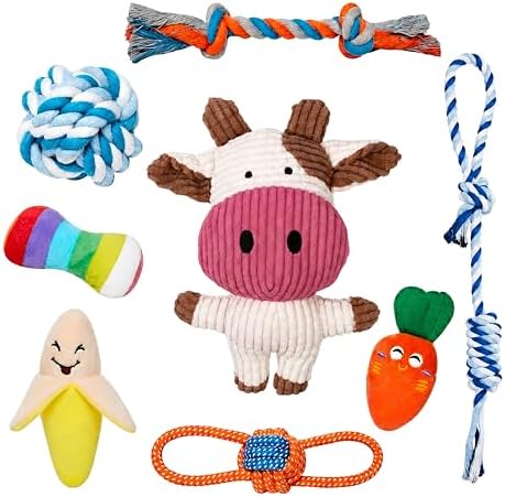 Toozey 8 Pack Small Dog Toys, Squeaky Plush Puppy Toys & Durable Rope Toys by Toozey