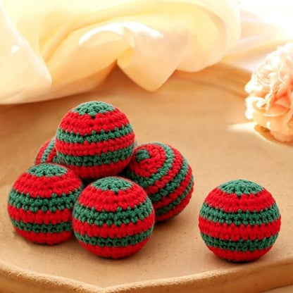 Christmas Cats Ball Toy with Bell Inside, 6Pcs Hand-Made Knitted Woolen Yarn Cat Toys Jingle Bell Balls, Indoor Kitten Interactive Toys for Hunting/Kicking/Chasing Woolen - Image 4