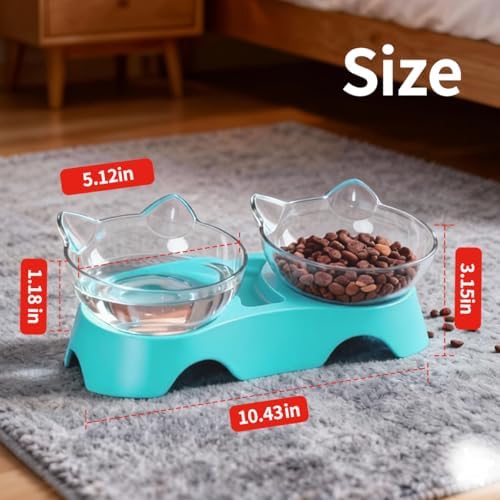 MILIFUN Cat Bowls, Cat Food Bowls Elevated Tilted, Anti Vomiting Kitty Bowl for Puppy and Bunny, Orthopedic Bowl for Indoor.(Blue) - Image 5
