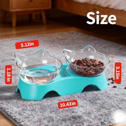 MILIFUN Cat Bowls, Cat Food Bowls Elevated Tilted, Anti Vomiting Kitty Bowl for Puppy and Bunny, Orthopedic Bowl for Indoor.(Blue) - Image 5