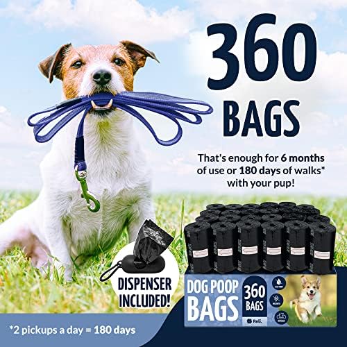 Reli. Dog Poop Bags w/Holder (360 Pack - 24 Rolls) | Leash Clip Dispenser - Image 2