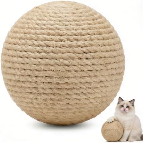 4-Inch Sisal Cat Toy Balls, Cat Toys for Indoor Cats, With Crinkle Sound by DMZBJ