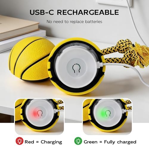 Pet Prime Interactive Dog Ball Toy with Rope,Rechargeable Automatic Rolling Ball with Motion Activated,3 Play Modes for Medium/Large Dogs, Self-Moving Toy to Keep Pets Busy and Entertained Yellow - Image 4