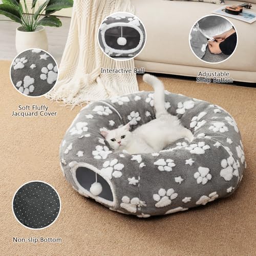 Cute Round Cat Tunnel for Indoor Cats, Grey - Image 3