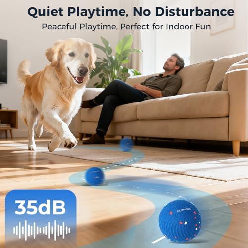 2-Pack Interactive Dog Toys, Smart Automatic Bouncing Vibrating Washable Dog Ball, Durable Pet-Safe E-TPU Material, Type-C Charging, Anti Boredom Dog Toys to Keep Them Busy for Medium & Large Dogs - Image 3