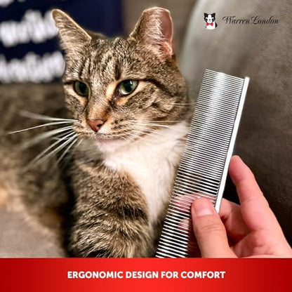 Warren London Cool Cat Greyhound Style Comb – 7.5" Professional Copper Cat Grooming Comb with Fine & Coarse Teeth, Rounded Pins for Detangling/Sensitive Skin, Deshedding & Dematting - Image 3