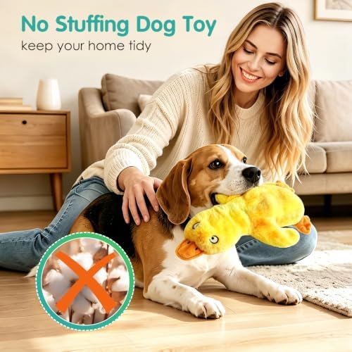 Fuufome No Stuffing Duck Squeaky Dog Toy, Crinkle Plush Chew Toy for Puppy - Image 6