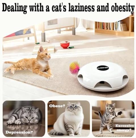 Interactive Whack-a-Mole Cat Toy — Automatic Mushroom Feather Pop-Up Play Toy for Cats, Cognitive Stimulation & Exercise, Durable Pet Entertaining Game (White) - Image 4