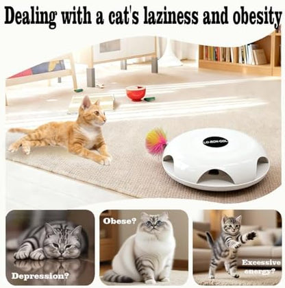 Interactive Whack-a-Mole Cat Toy — Automatic Mushroom Feather Pop-Up Play Toy for Cats, Cognitive Stimulation & Exercise, Durable Pet Entertaining Game (White) - Image 4