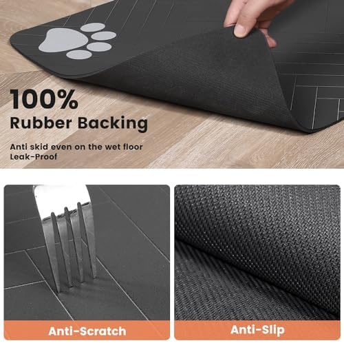 Pet Feeding Mat-Absorbent Pet Placemat for Food and Water Bowl, with Waterproof Rubber Backing, Quick Dry Water Dispenser Mat for Dog and Cat (27"x17", Blue) - Image 5