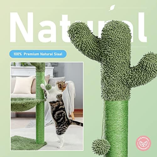 PAWZ Road Cactus Cat Scratching Post, 33" Cat Tree with Hammock & Scratch - Image 5