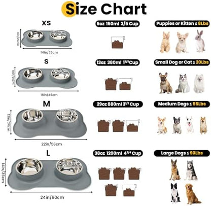 Conlun Dog Bowls with Silicone Mat, No Spill Stainless Set, S, Grey - Image 2