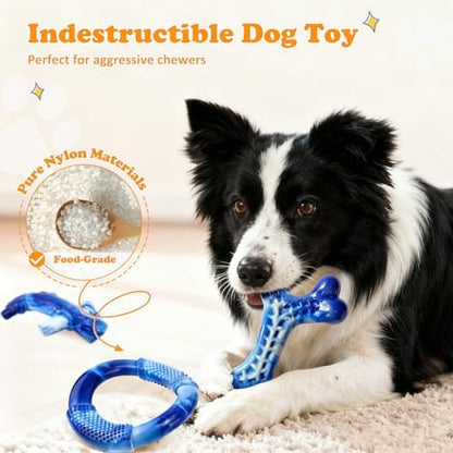 Furdog Indestructible Dog Toys for Aggressive Chewers 3 Pack, Tough Dog Toys for Large Dogs Chew Toys Keep Them Busy, Bacon Flavor, Blue - Image 5