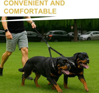 MingXpet Double Dog Leash for Two Dogs, No Pull Dog Leash, 360° Swivel No Tangle for Large Dogs Walking & Training, Shock Absorbing Reflective Bungee, Black - Image 7