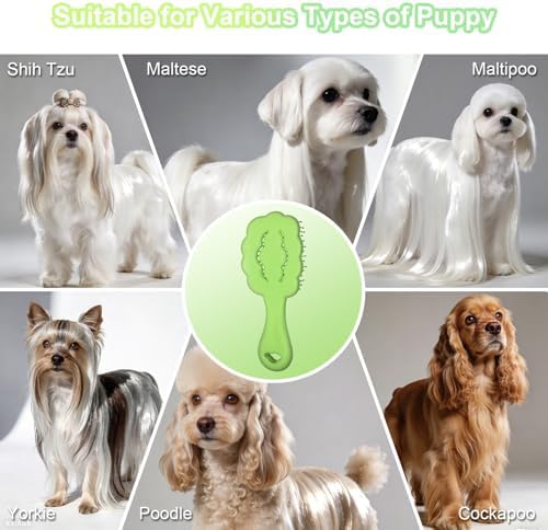 Cloud Shape Small Dog Grooming Brush, Soft Puppy Brush (Green) - Image 6