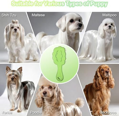 Cloud Shape Small Dog Grooming Brush, Soft Puppy Brush (Green) - Image 6