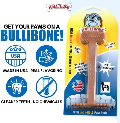 Bullibone Nylon Dog Chew Toy for Aggressive Chewers - Dental Hygiene Bone with Beef Flavor, Durable Tough Chew Toys for Extra Large Dogs, Indestructible Dog Bone - Single - Image 4