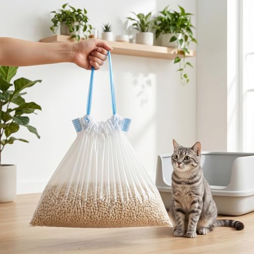 120 Pack Cat Litter Bags with Drawstring 17.72 x 19.69 Inch Heavy Duty Cat Litter Box Liners Waste Bags for Home Pet Supplies - Image 4