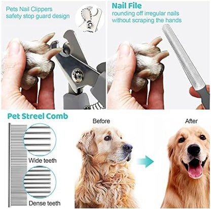 Pet Grooming Hammock Harness with Nail Clippers/Trimmer, Nail File, Comb, Cute Printed Breathable Cats & Dogs Hammock Sling for Grooming (XL, Black) - Image 5