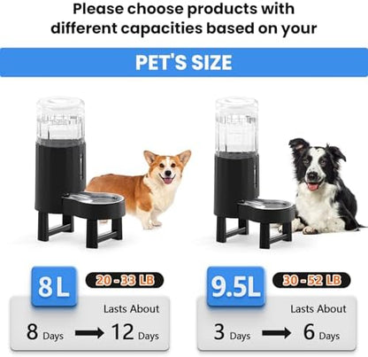 CZPET Gravity Dog Water Bowl Dispenser, Wider Mouth (9.5L+Stand,Black) - Image 6