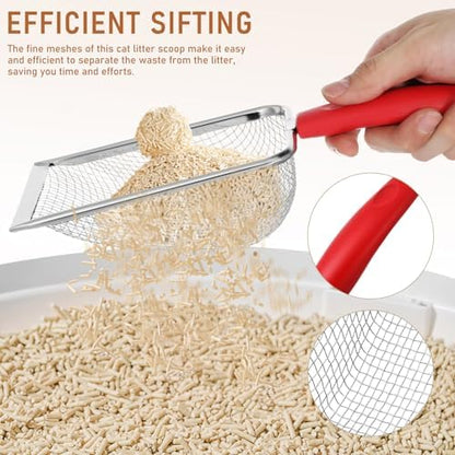Milisten Cat Litter Scoop Metal Cat Litter Scoop with Fine Mesh Ergonomic Handle Non-Stick Surface Hanging Hole 11.02 X 3.93 X 1.96 in Pet for Box Cleaning - Image 4