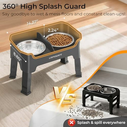 URPOWER Mess Proof Elevated Dog Bowls, Splash Guard Raised Bowl Stand - Image 4