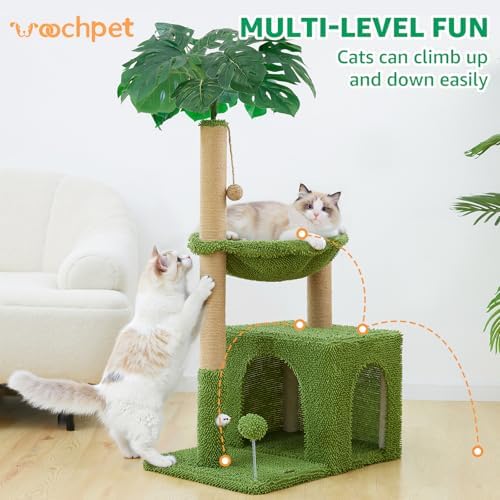 Woochpet Large Cat Tree for Indoor Cats, Multi-Functional Comfy Cat Bed-48in Tall Cat Tower with Scratching Post, Cozy Hammock for Kittens and Adult Cats, Cute Condo with Toy - Image 7