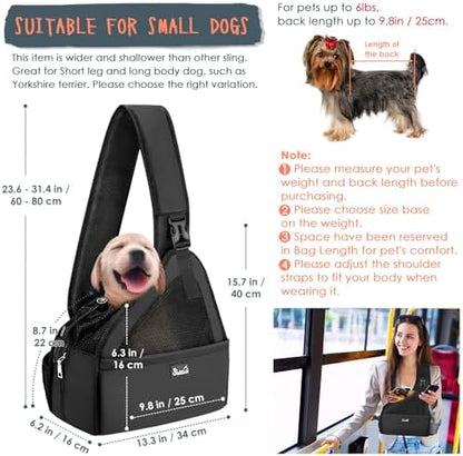 SlowTon Dog Sling Carrier, Hands Free Hard Bottom for Small Dogs up to 6 lb - Image 5